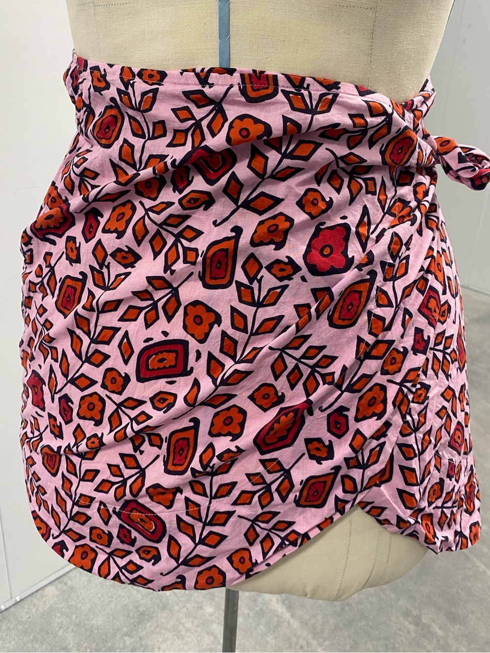 Xirena Karmen Skirt Positano Pink Red Orange Floral Print Cotton Wrap Mini XS